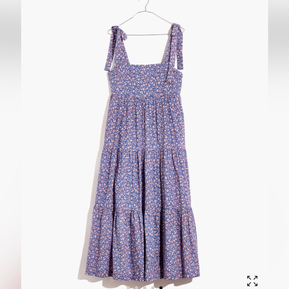 Madewell Petite Tie-Strap Tiered Midi Dress in Summer Vines - Picture 4 of 11